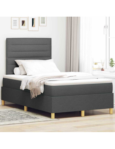 Letto a molle con materasso Grigio scuro 120 x 190 cm Tessuto