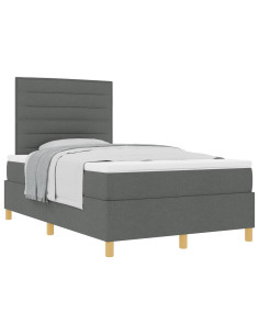 Letto a molle con materasso Grigio scuro 120 x 190 cm Tessuto 2