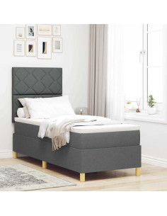 Letto a molle con materasso Grigio scuro 80 x 200 cm Tessuto