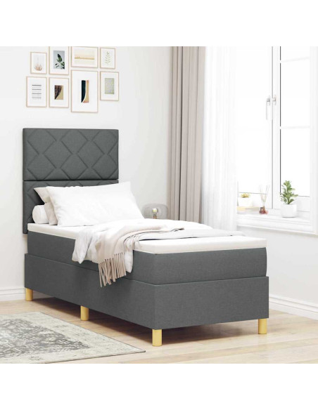 Letto a molle con materasso Grigio scuro 80 x 200 cm Tessuto