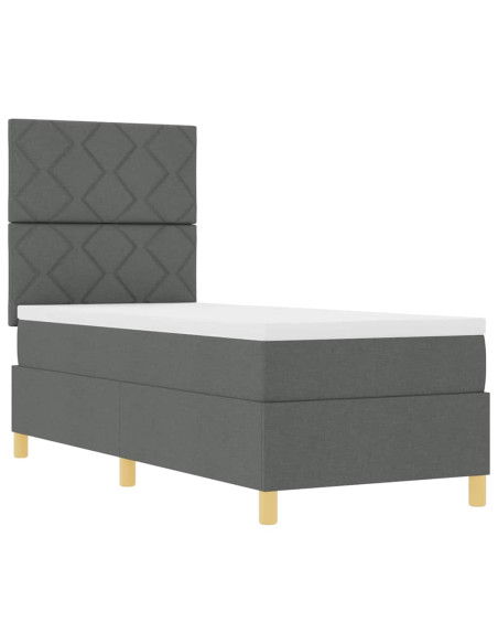 Letto a molle con materasso Grigio scuro 80 x 200 cm Tessuto