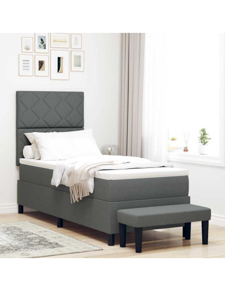 Letto a molle con materasso Grigio scuro 80 x 200 cm Tessuto