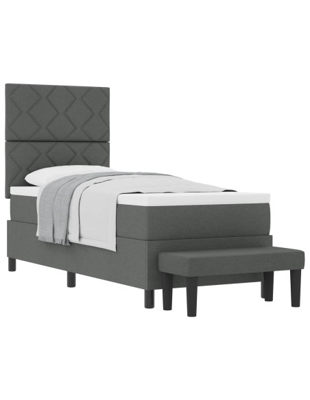 Letto a molle con materasso Grigio scuro 80 x 200 cm Tessuto
