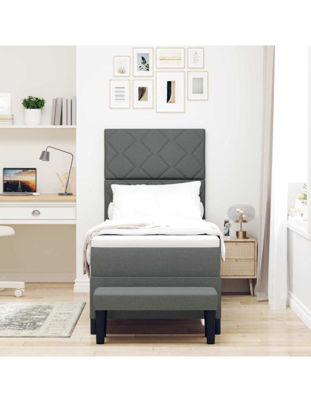 Letto a molle con materasso Grigio scuro 80 x 200 cm Tessuto