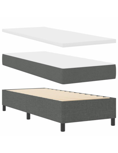 Letto a molle con materasso Grigio scuro 80 x 200 cm Tessuto