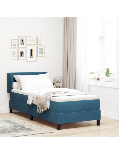 Letto a molle con materasso Blu scuro 80 x 200 cm Velluto