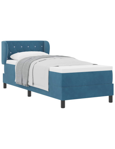 Letto a molle con materasso Blu scuro 80 x 200 cm Velluto
