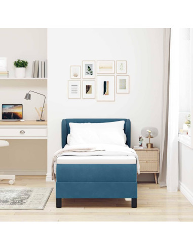 Letto a molle con materasso Blu scuro 80 x 200 cm Velluto