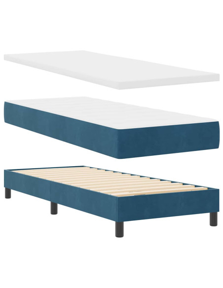 Letto a molle con materasso Blu scuro 80 x 200 cm Velluto