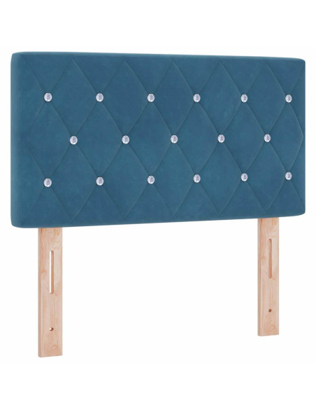 Letto a molle con materasso Blu scuro 80 x 200 cm Velluto