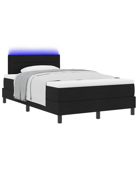 Letto a molle con materasso con led Nero 120 x 190 cm Tessuto