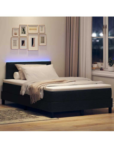 Letto a molle con materasso con led Nero 120 x 190 cm Tessuto