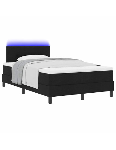 Letto a molle con materasso con led Nero 120 x 190 cm Tessuto