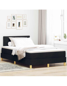 Letto a Sorgente LED con materasso Nero 120 x 200 cm Tessuto