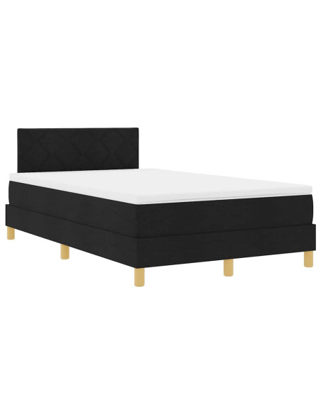 Letto a Sorgente LED con materasso Nero 120 x 200 cm Tessuto