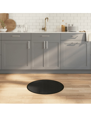 Tappeto Rotondo Nero 60 cm in Bambù