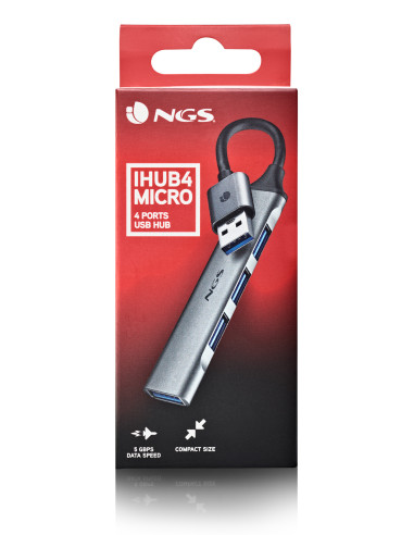NGS IHUB4 MICRO USB 3.2 Gen 1 (3.1 Gen 1) Type-A 5000 Mbit/s Argento