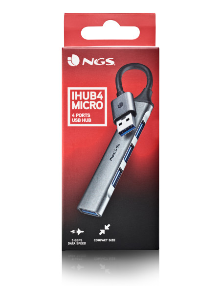 NGS IHUB4 MICRO USB 3.2 Gen 1 (3.1 Gen 1) Type-A 5000 Mbit/s Argento