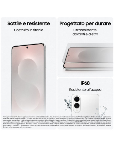 Samsung Galaxy S25 Edge, Smartphone AI, Display 6.7'' QHD+ Dynamic AMOLED 2X, Fotocamera 200MP, RAM 12GB, 512GB, 3.900 mAh, Tita