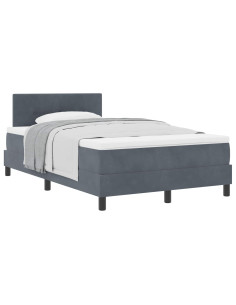 Letto a molle con materasso Grigio scuro 120 x 190 cm Velluto 2