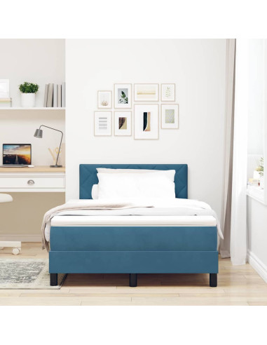 Letto a molle con testiera Blu Scuro 120 x 190 cm Velluto