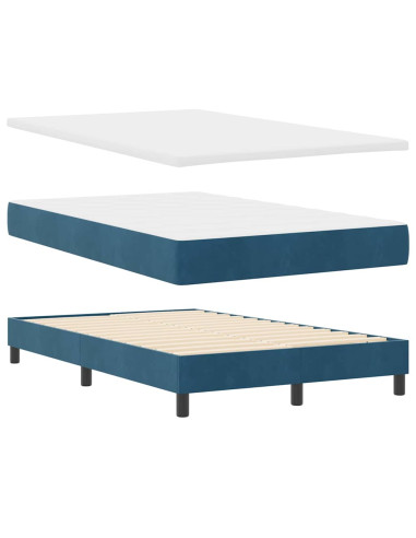 Letto a molle con materasso Blu Scuro 120 x 200 cm Velluto