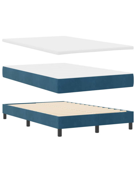 Letto a molle con materasso Blu Scuro 120 x 200 cm Velluto