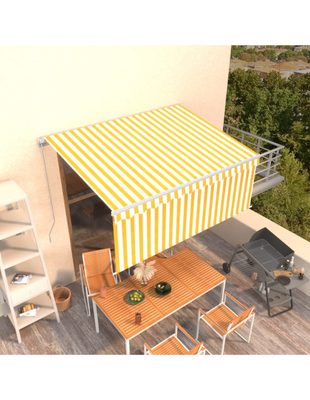 Tenda Sole Retrattile Manuale Parasole LED 3x2,5m Gialla Bianca
