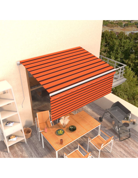 Tenda Retrattile Manuale con Parasole 3x2,5m Arancione Marrone