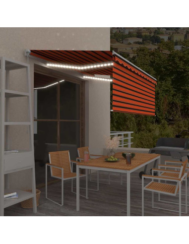 Tenda da Sole Retrattile Manuale LED 3,5x2,5m Arancione Marrone
