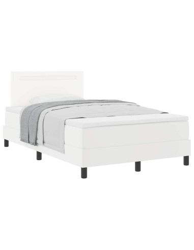 Letto a molle con materasso Bianco 120 x 200 cm Pelle sintetica