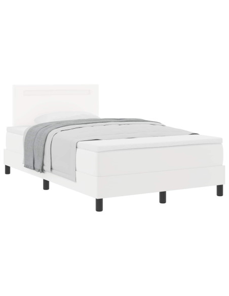 Letto a molle con materasso Bianco 120 x 200 cm Pelle sintetica