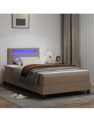 Letto a molle Cappuccino 120 x 200 cm Pelle sintetica