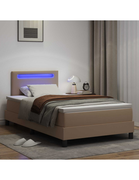 Letto a molle Cappuccino 120 x 200 cm Pelle sintetica