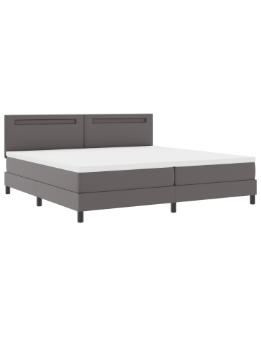 Letto a molle con materasso Grigio 200 x 200 cm Pelle sintetica