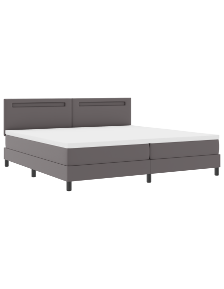 Letto a molle con materasso Grigio 200 x 200 cm Pelle sintetica