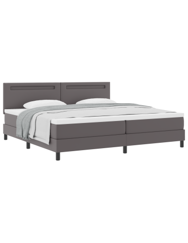 Letto a molle con materasso Grigio 200 x 200 cm Pelle sintetica