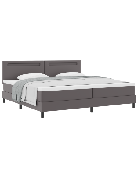 Letto a molle con materasso Grigio 200 x 200 cm Pelle sintetica