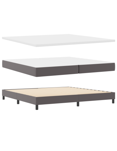 Letto a molle con materasso Grigio 200 x 200 cm Pelle sintetica