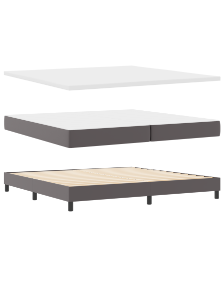 Letto a molle con materasso Grigio 200 x 200 cm Pelle sintetica