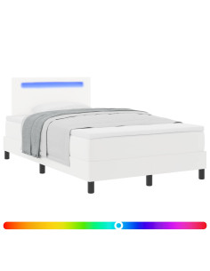 Letto a molle con materasso Bianco 120 x 190 cm Pelle sintetica 2