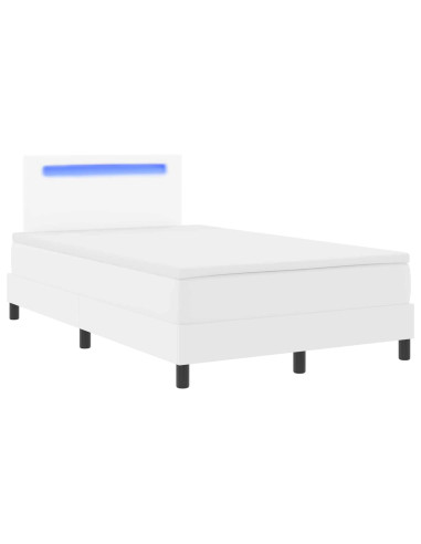 Letto a molle con materasso Bianco 120 x 190 cm Pelle sintetica