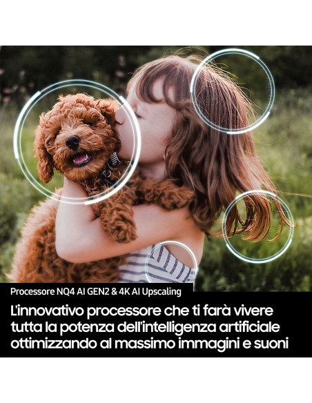 Samsung Neo QLED AI TV 75" QE75QN70FAUXZT 4K Mini LED, Processore NQ4 AI Gen2, 4K AI Upscaling, Motion Xcelerator 144Hz, Neo Qua