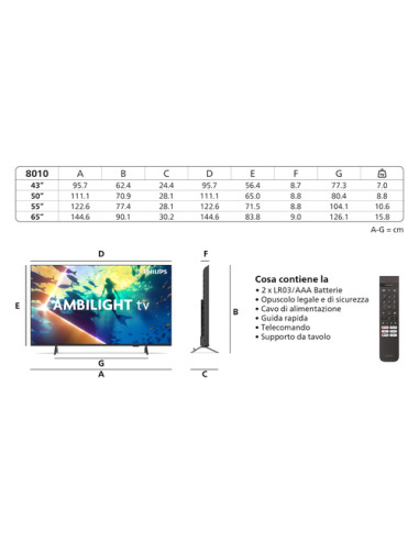 Philips Ambilight TV 55PUS8010 4K UHD LED 139cm 55" Smart TV Dolby Atmos Titan OS