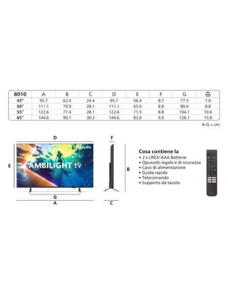 Philips Ambilight TV 55PUS8010 4K UHD LED 139cm 55" Smart TV Dolby Atmos Titan OS