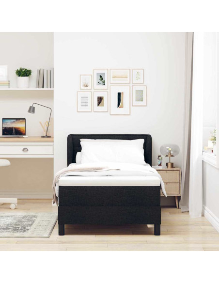 Letto a molle con materasso Nero 80 x 200 cm Tessuto