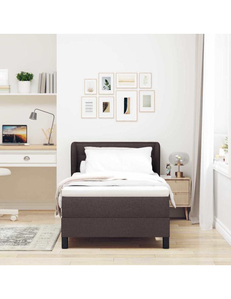 Letto a molle con materasso Marrone Scuro 90 x 190 cm Tessuto