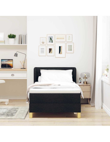 Letto a molle con materasso Nero 80 x 200 cm Tessuto