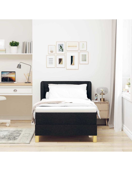Letto a molle con materasso Nero 80 x 200 cm Tessuto