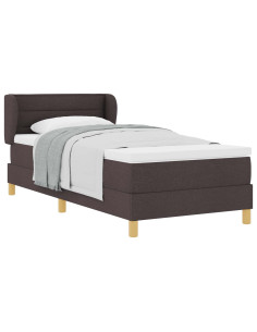 Letto a molle con materasso Marrone Scuro 90 x 190 cm Tessuto 2
